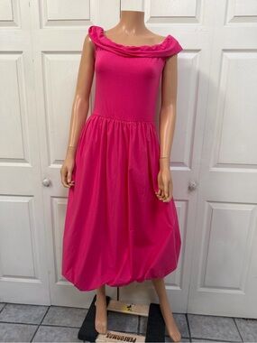 Pink Midi Sleeveless Dress Balloon Skirt Size M NWT